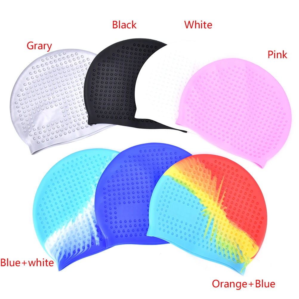 7 Colors Swimming Caps Women and Men Universal Silicone Swim Cap