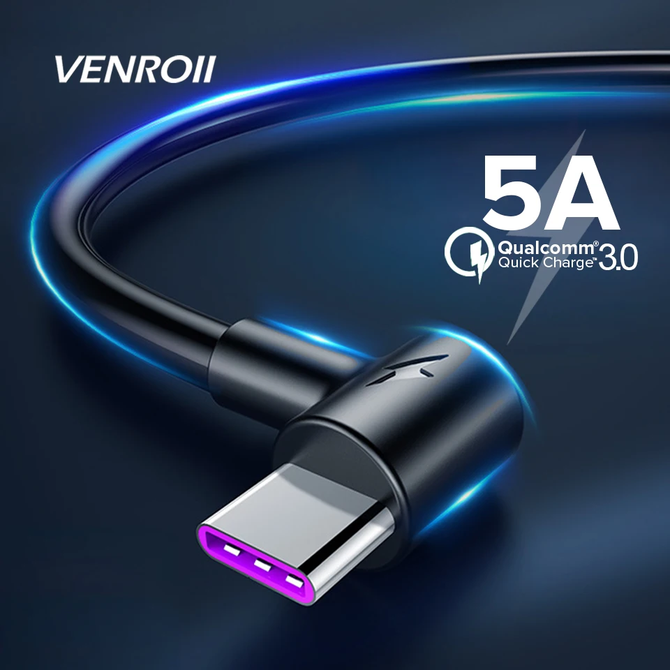 

Venroii 5A USB Type C Cable 2m 3m Fast Charging Type-C Kable for Huawei P30 P20 Lite Mate 20 Pro Phone Super Charge QC3.0 Tipo C