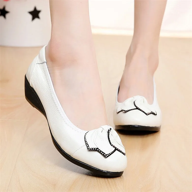 TIMETANG/новые туфли из натуральной кожи на танкетке; женские весенние туфли на высоком каблуке, увеличивающие рост; женские винтажные туфли-лодочки; Zapatos - Цвет: Белый