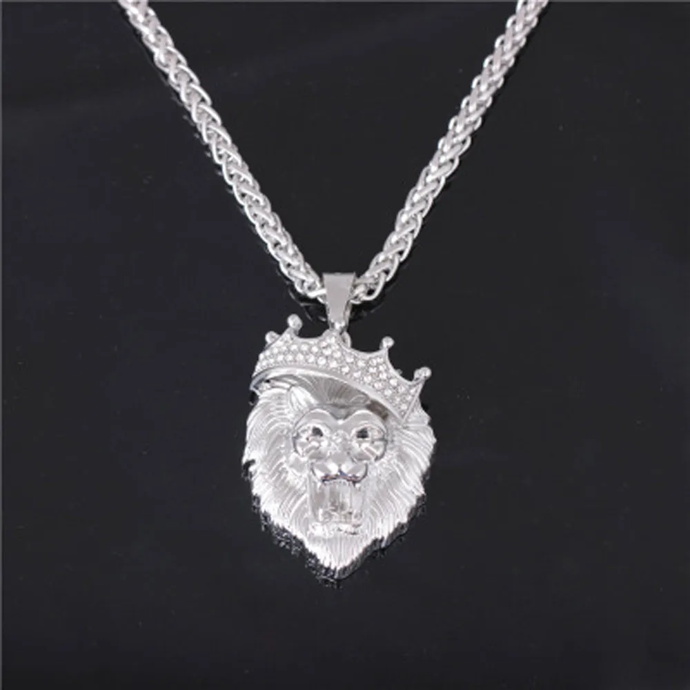 Модное мужское ожерелье, индивидуальное, полностью покрытое львом, стразы, бирка со львом, кубинская цепочка, кулон, изысканные ювелирные изделия, подарок Oct9