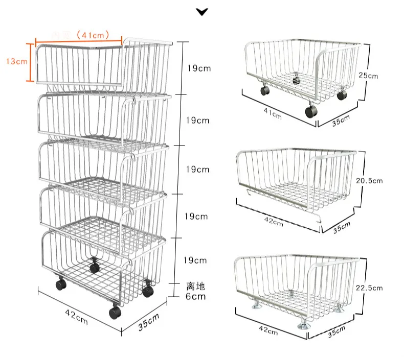 304 кухонная Большая полка из нержавеющей стали для хранения овощей и подставка для фруктовой корзины напольная многослойная тележка держатель