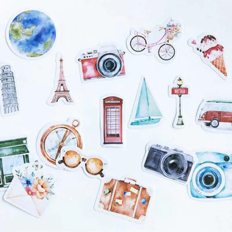

46 Pcs/box Traveling Alone Stickers Kawaii Decoration Diary Album Adhesive Paper Sticker Planner Scrapbooking Sticker Stationery