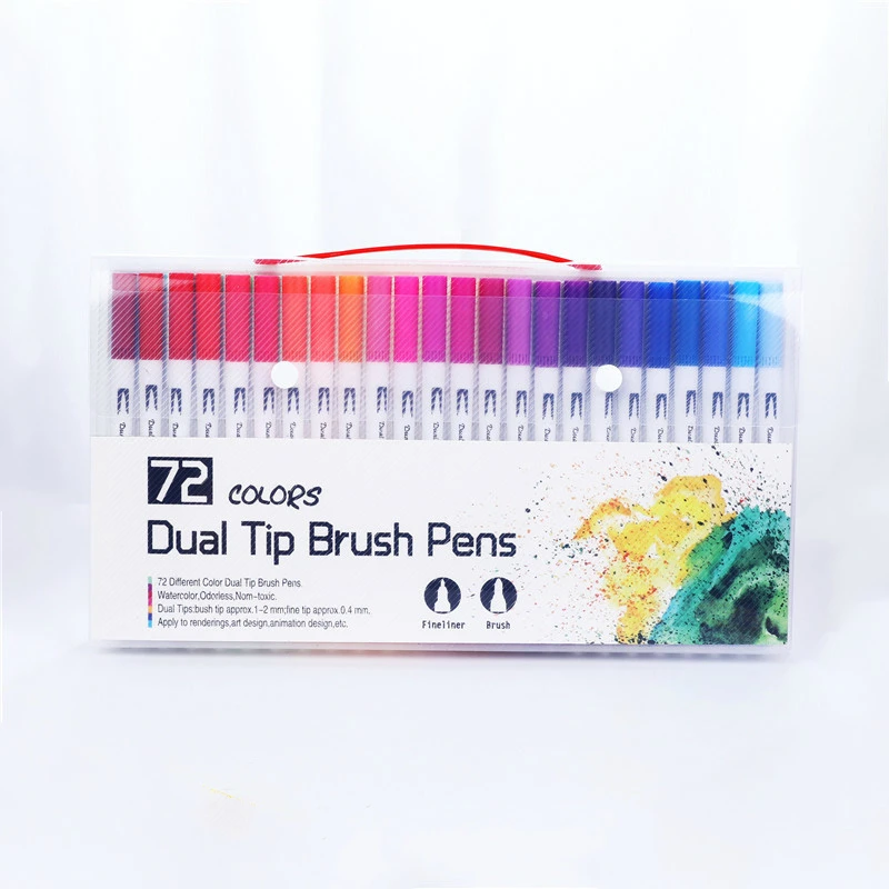 100 шт цветные ручки с двумя наконечниками для кистей 0,4 мм кисть 1-2 мм для рисования акварельные маркеры для рисования Манга