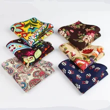 Bufanda tipo pañuelo de flores, pañuelos de lino Vintage con bolsillo para hombre, pañuelos cuadrados de 22x22 cm