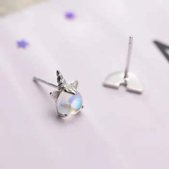 Silver Cute Rainbow Unicorn Stud Earrings