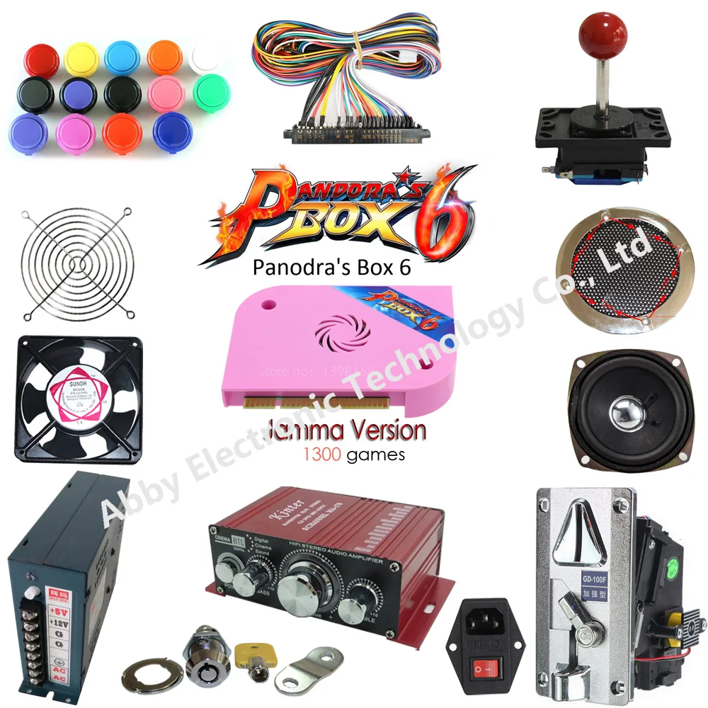 

Pandora Box 6 1300 Games Set DIY Arcade Kit Push Buuttons Joysticks Arcade Machine 2 Joysticks Bundle Home Cabinet