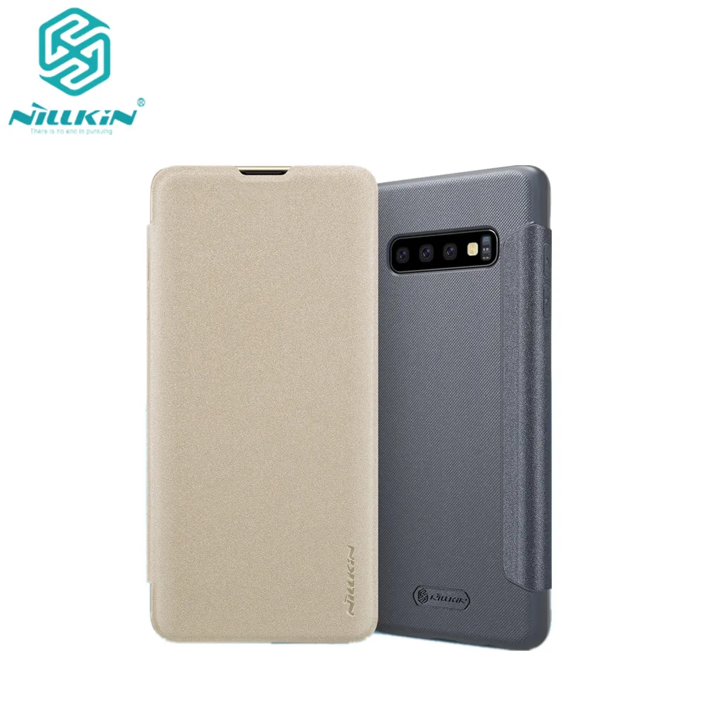 10 шт./лот оптовая продажа блестящий кожаный чехол NILLKIN для Samsung Galaxy S10 флип из