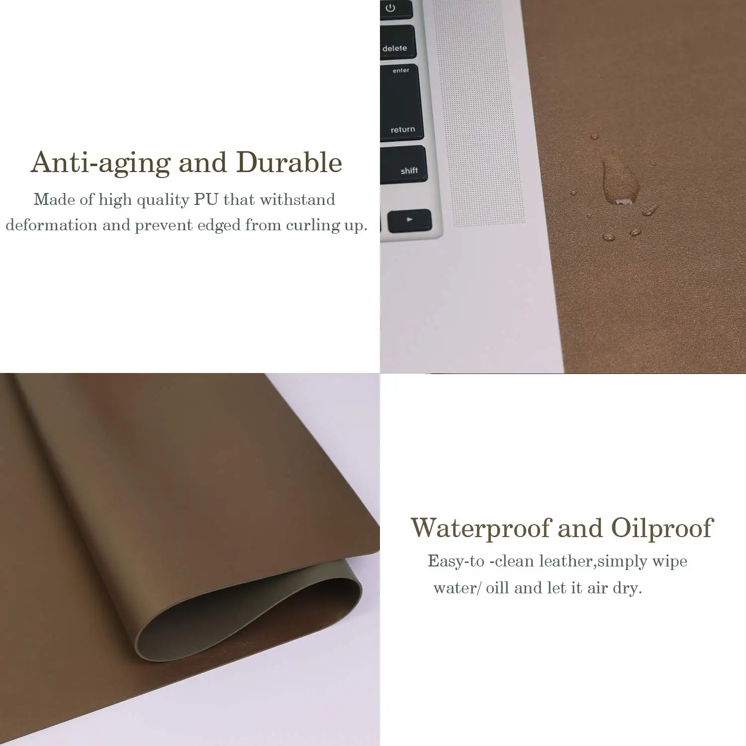 Multifunctional Office Desk Pad, 40*80cm Ultra Thin Waterproof PU Leather Mouse Pad, Dual Use Desk Writing Mat for Office/Home