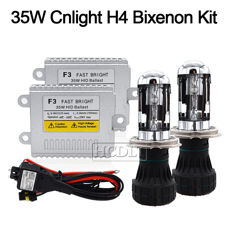 HCDLT 1 Set Original Cnlight H4 HID Conversion Kit Xenon H4-3 Bixenon HID Headlight Bulb 6000K 5000K 4300K Car Light Ballast Kit (3)