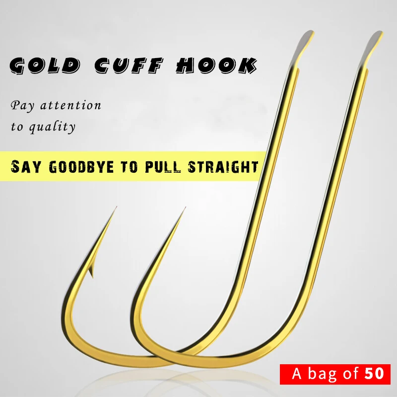 

YNKOO 50pcs Fishing Hooks Fishing Tackle Fishhooks Fine Sliver Long-Handled Crucian Carp Sleeve Hooks Box For Wild Fishing