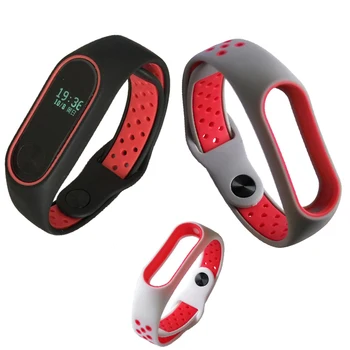 

For xiaomi mi Bracelet 2 wristband Smart bracelet 2 sport strap Breathable bracelet strap mi2 band Two-color silicone strap