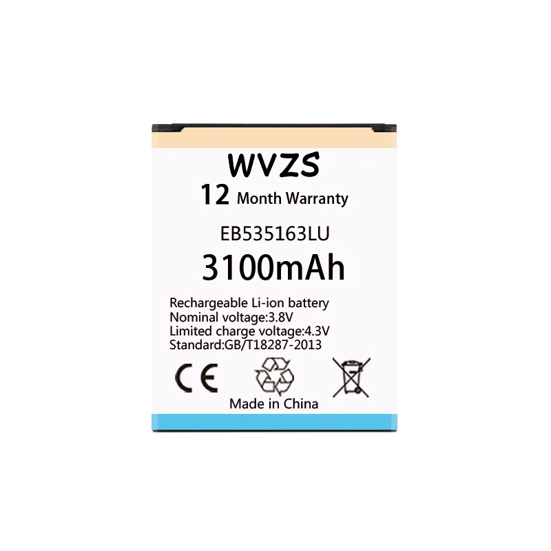 

wvzs 3100mAh Battery EB535163LU For Samsung I9082 Galaxy Grand DUOS I9080 I879 I9118 Neo+ i9168 i9060