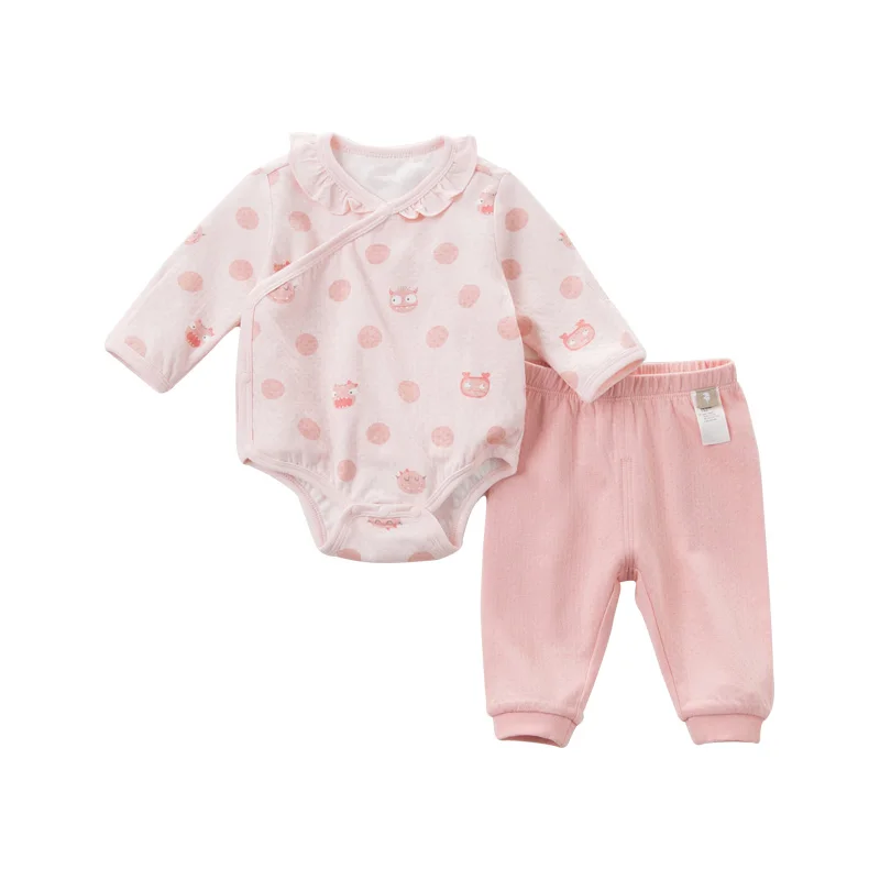 DBH11368 dave bella 0-12M new born baby girls wear infant toddler cartoon clothing sets baby pajamas children boutique 2pc sets - Цвет: light pink