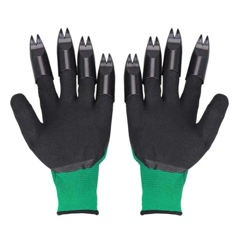 1 пара Rubbe садовые перчатки 4 ABS пластиковые садовые Genie резиновые перчатки с когтями быстро легко копать и сажать для копания посадки - Цвет: Black Green