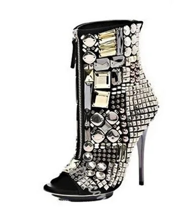 Frontal 10 Crystal Tamaño Botines Botas Picture Sandalias Cremallera Para Vestido Tacones Altos As Gladiador Peep Las Lujo Mujeres Toe Grande Zapatos 8BU4wB1q