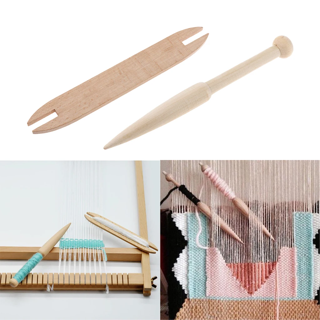2pcs Well Polished Sanded Beech Wood Shuttle 2 Styles for Weaving Knitting Tapestry Crafts Loom Accessory Handmade Crafts Tools