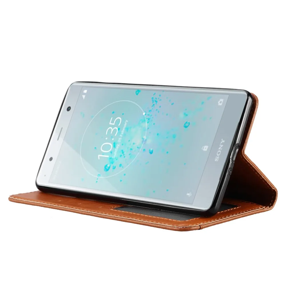 Кожаный чехол для Sony Xperia XZ2 Премиум флип кошелек PU кожаный телефона Чехлы карт