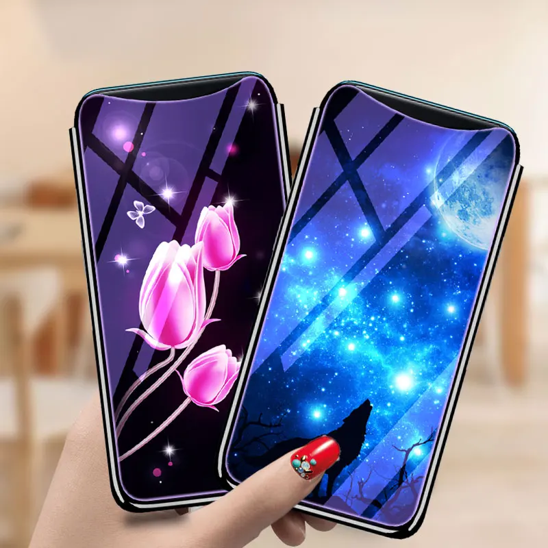 

Tempered Glass Case for OPPO Find X FindX Cover 6.42'' Beautiful Pattern Glass Cover for OPPO Find X Fundas