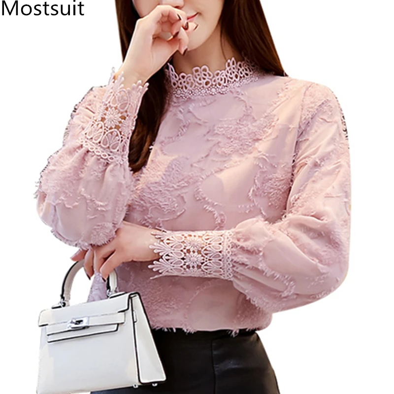 

Chiffon Blusas Femininas Women Lace Patchwork Plus Velvet Thicken Blouses Pullovers Autumn Winter Long Sleeve Elegant Tops 2018