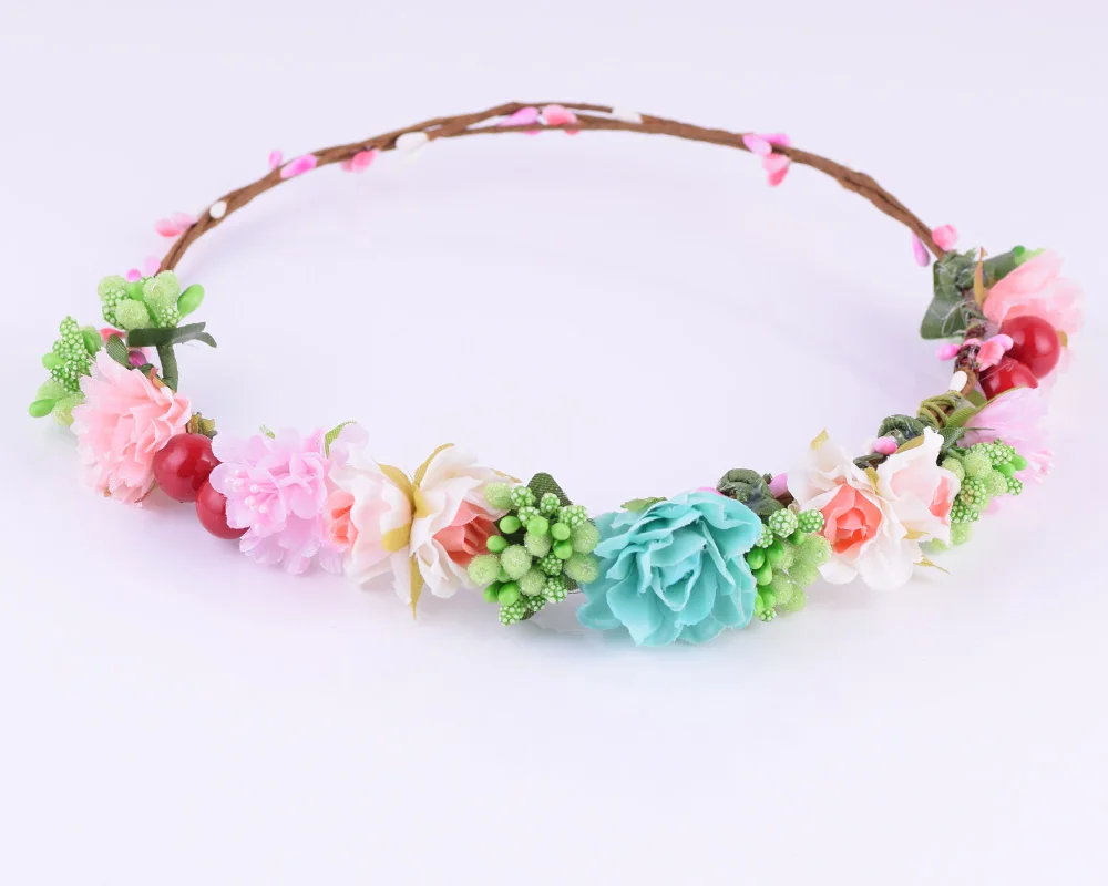 CXADDITIONS Gradient Multicolor Rose Floral Crown Headband Wedding