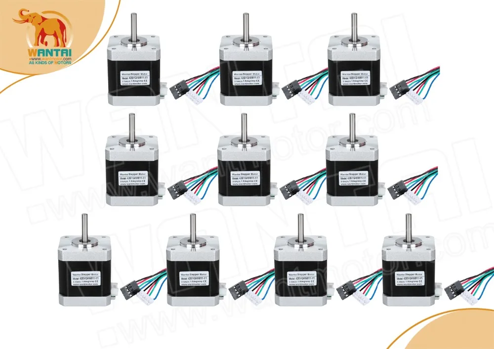 10 шт. Nema17 42BYGHW811L20P1-X2 0.48N.m(70oz-in) 48 мм 2.5A 3 1 в D-вал с разъемом для 3D-принтера |