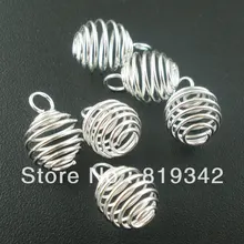 100 шт./лот с серебряным покрытием Бусины-ракушки клетки подвески раскопки 9x13 мм Ювелирные изделия