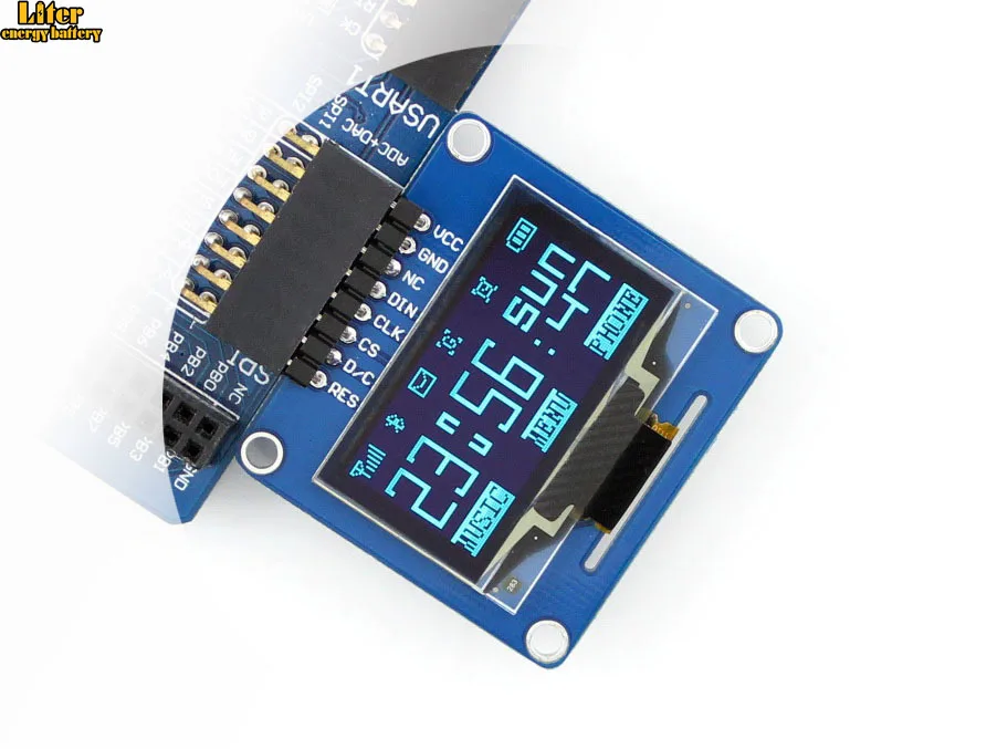 

1.3inch OLED (A) SPI/I2C interfaces, curved/horizontal pinheader SH1106 Driver Chip LED,Blue color,wide Visible Angle