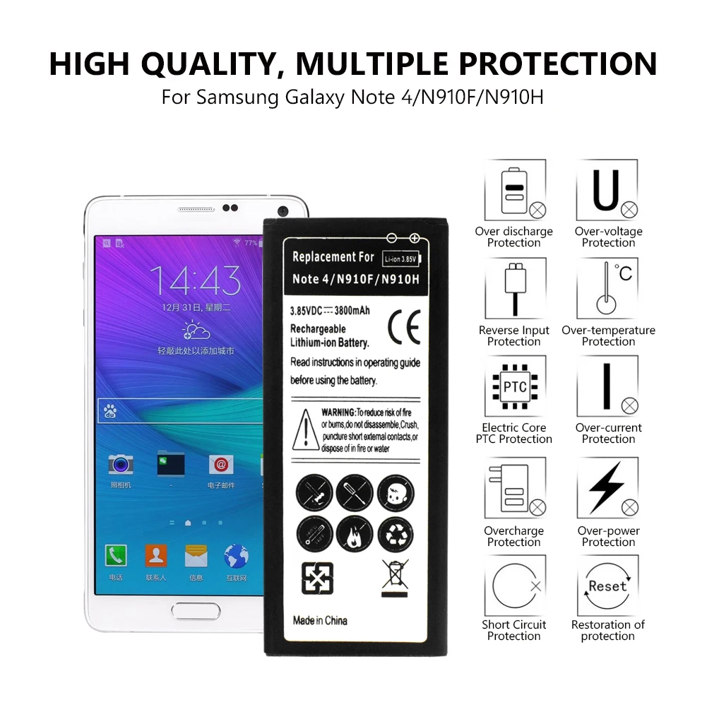 Запасные литиевые аккумуляторы аккумулятор 3800 мАч для Samsung Galaxy Note 4 Note4 N9100 N910A N910C