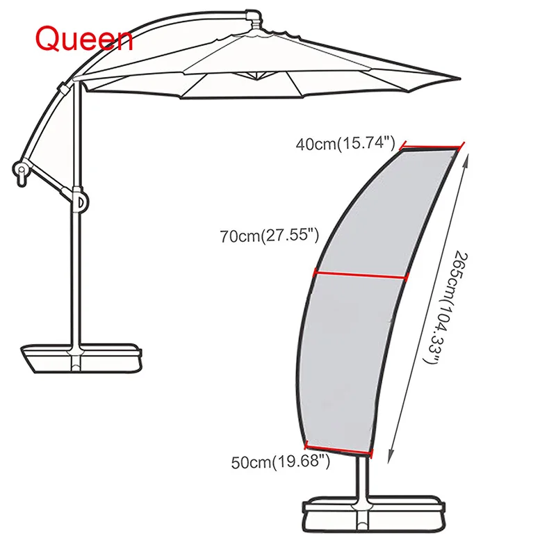 Садовый зонтик для патио на открытом воздухе с водонепроницаемой молнией водонепроницаемый тканевый офсетный чехол зонтика - Цвет: Queen