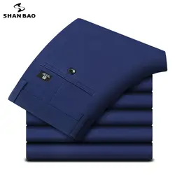 SHANBAO Для Мужчин's Бизнес Повседневное брюки задний карман вышивка 2019 сезон: весна–лето новый тонкий удобные хлопковые брюки большого