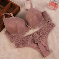 [Cheap]New 2019 Lace Embroidery Bra Set Women Plus Size Push Up Underwear Set Bra and Panty Set 32 34 36 38 ABC Cup For Female