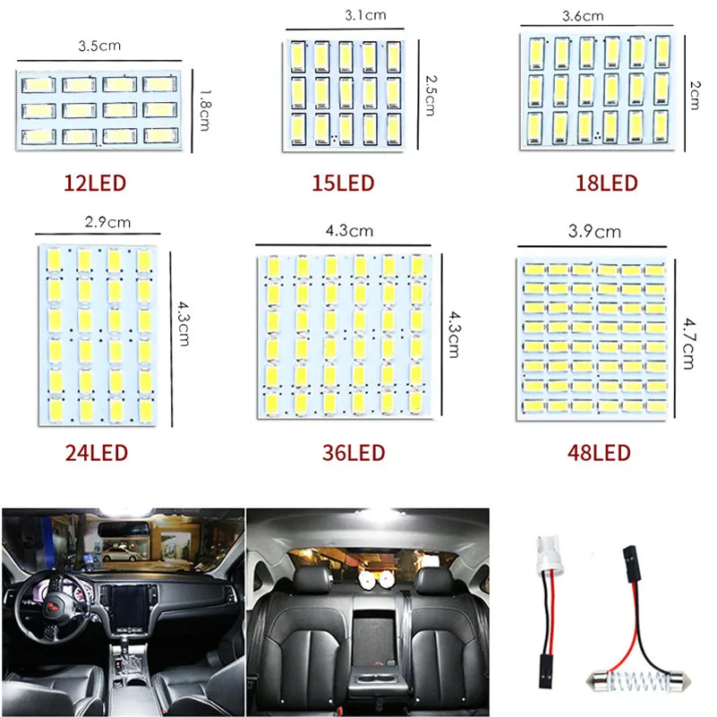 

High Quality COB LED Panel Light Super White Car Reading Map Lamp Auto Dome Interior Bulb with T10 Adapter Festoon Base 12V DC