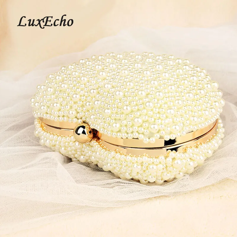 Luxecho White/ivory pearl bag women's handbags evening bag Day clutch small handbag bride Wedding party bag with handle Luxecho White/ivory pearl bag women's handbags evening bag Day clutch small handbag bride Wedding party bag with handle
