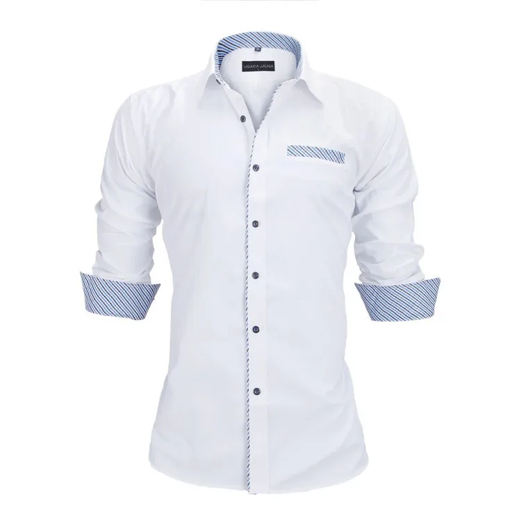 VISADA JAUNA, мужские рубашки, европейские размеры, Новое поступление, приталенная Мужская рубашка, одноцветная, с длинным рукавом, британский стиль, Хлопковая мужская рубашка N332