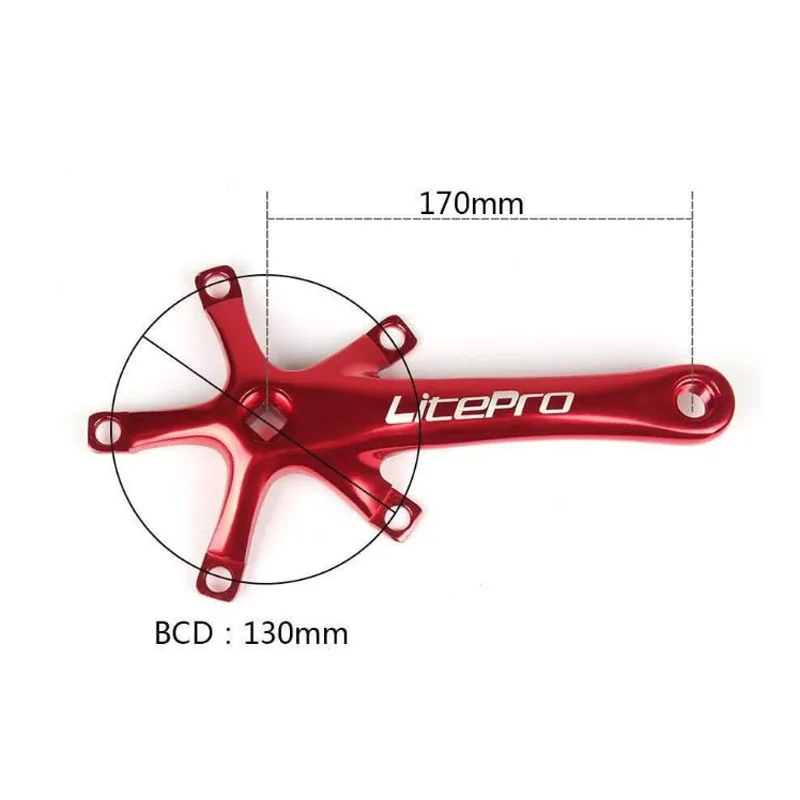 Litepro Aluminum Alloy Road Bike Crank Set 130BCD Round Chainring 170mm Crankset