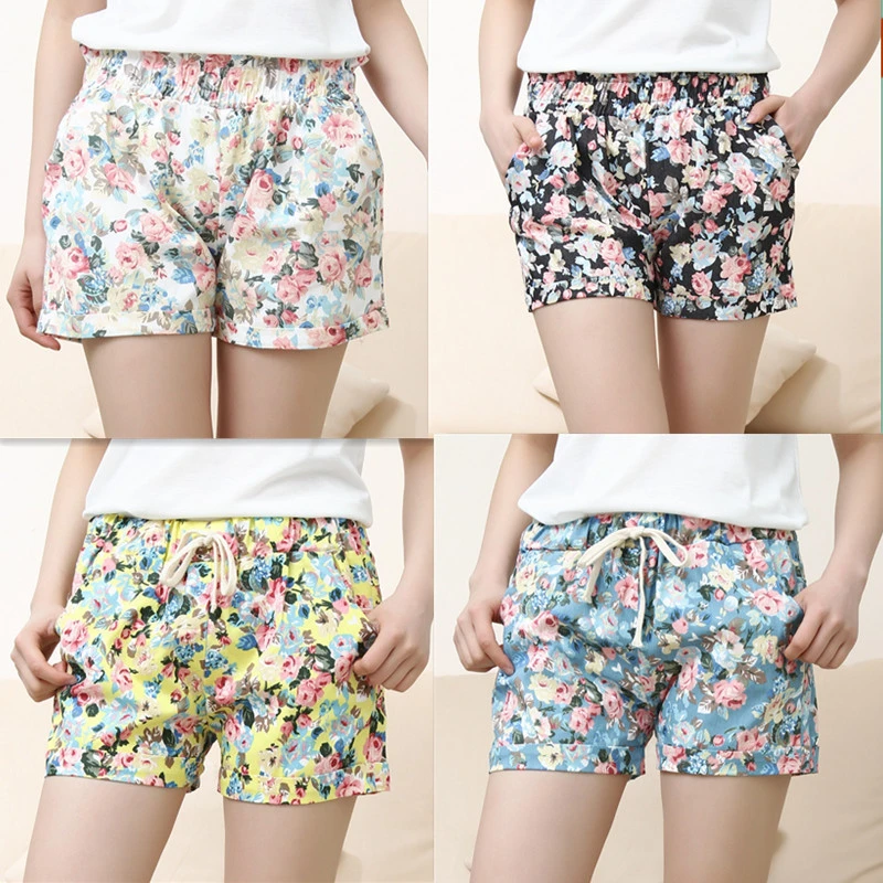 Mujeres libres del envío forman Floral elástica con cordón pantalones cortos de algodón para mujer pantalones mujer Casual tallas grandes pantalones cortos|cotton bicycle shorts|shorts malecotton technology - AliExpress