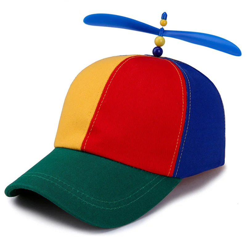 

2019 new Summer Child Adult Adjustable Propeller Ball Baseball Cap Dragonfly Top Multi-Color Patchwork Funny Lovely 52-57cm