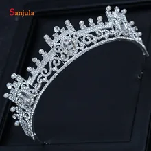 Повязка на голову для невесты со стразами; блестящие Принцесса проект "Корона", плоские с одной стороны перламутровые стразы, свадебные аксессуары, Для женщин Вечернее головной убор для вечеринок H126