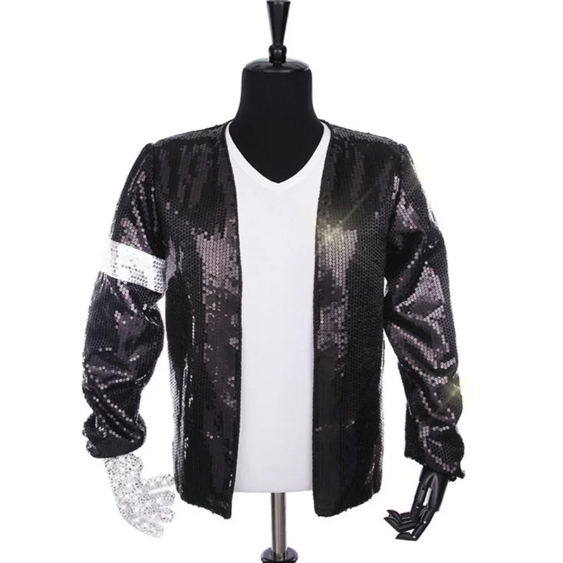 Classic Cosplay MJ Michael Jackson Billie Jean Jacket T-Shirt Glove Hat Performance Collection
