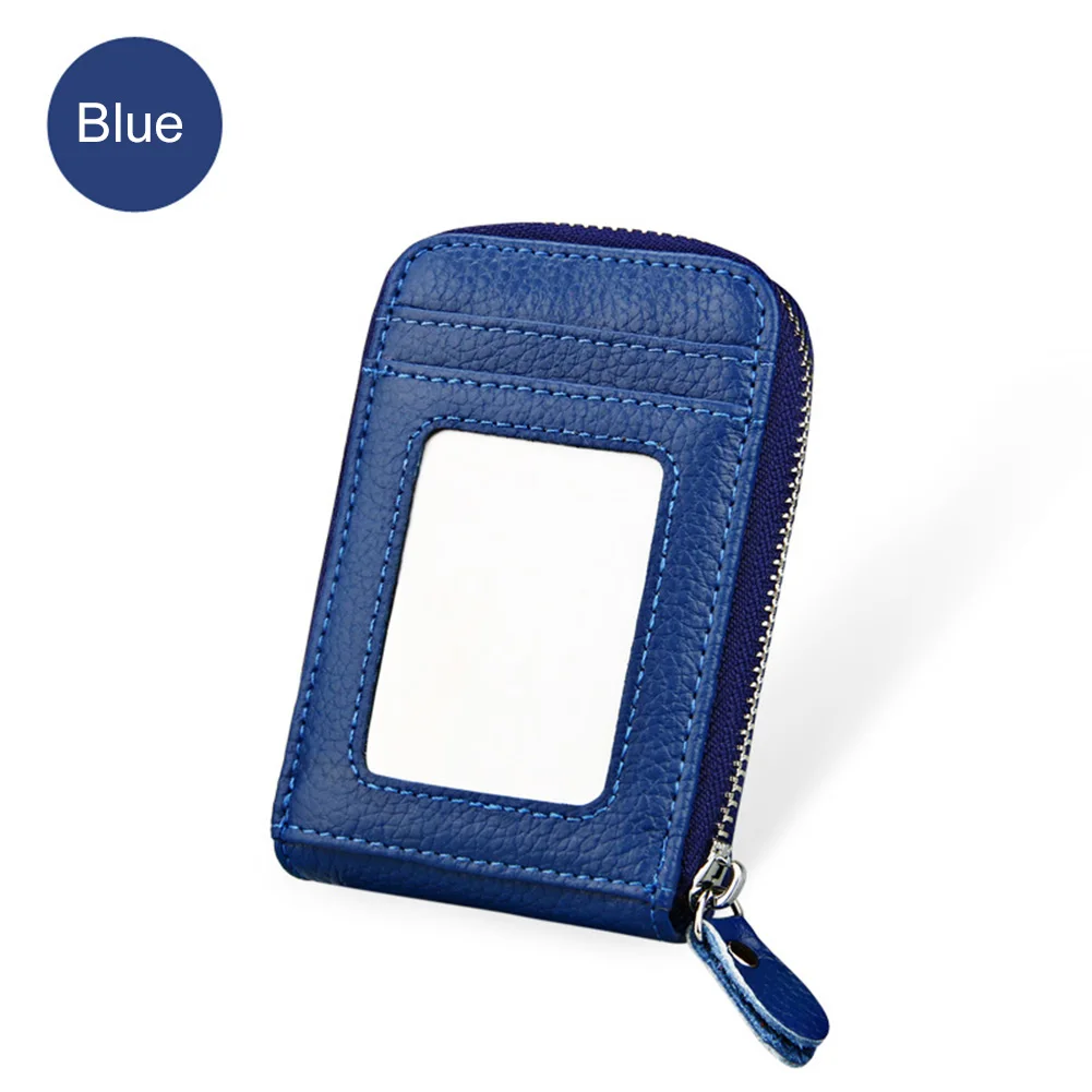 Держатель для кредитных карт из натуральной кожи, RFID кошелек, визитница, кошелек с отделением для карточек 88, популярный - Цвет: Синий