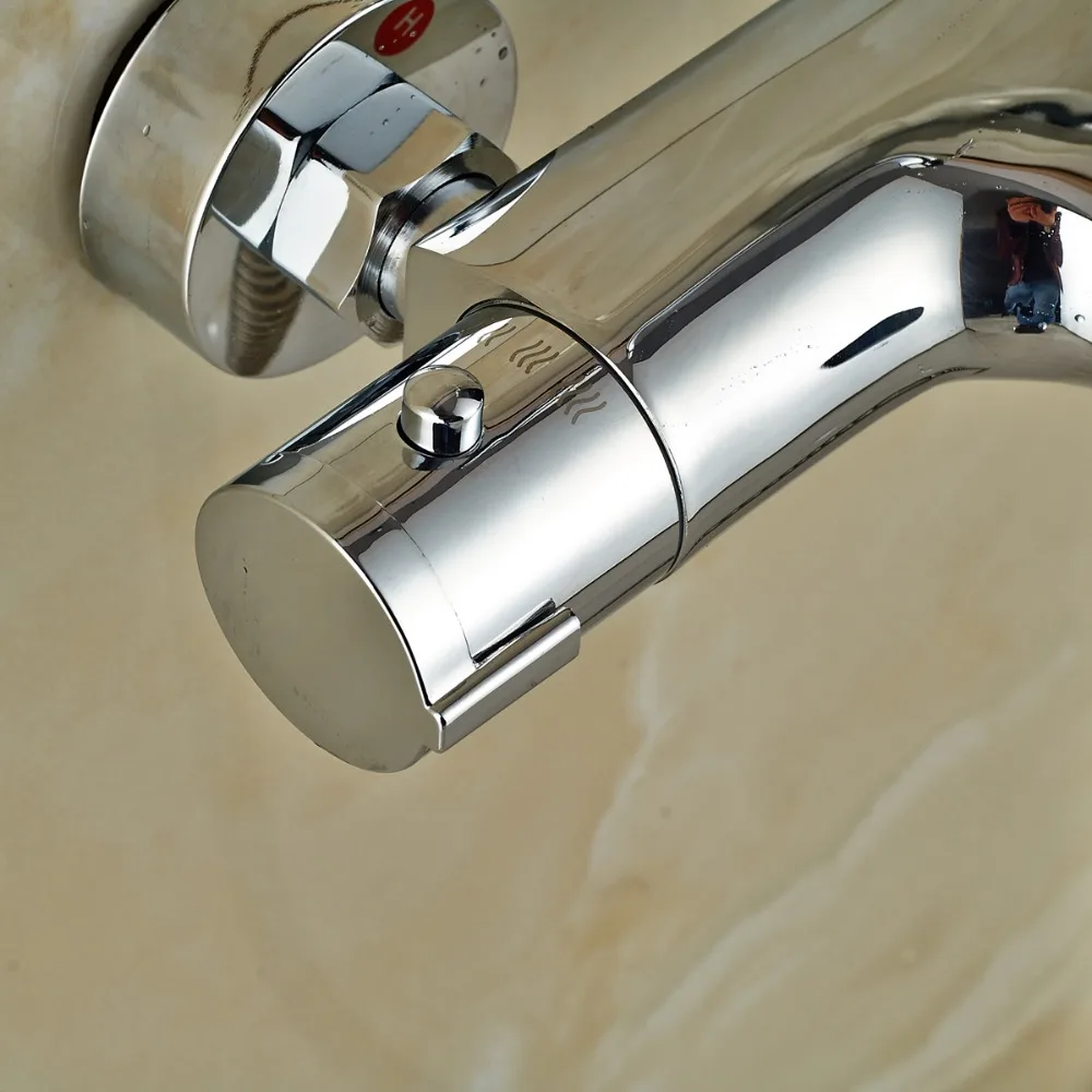 Высокое Качество Твердый латунный хром термостатический смеситель для душа в ванной комнате клапан кран аксессуары настенный