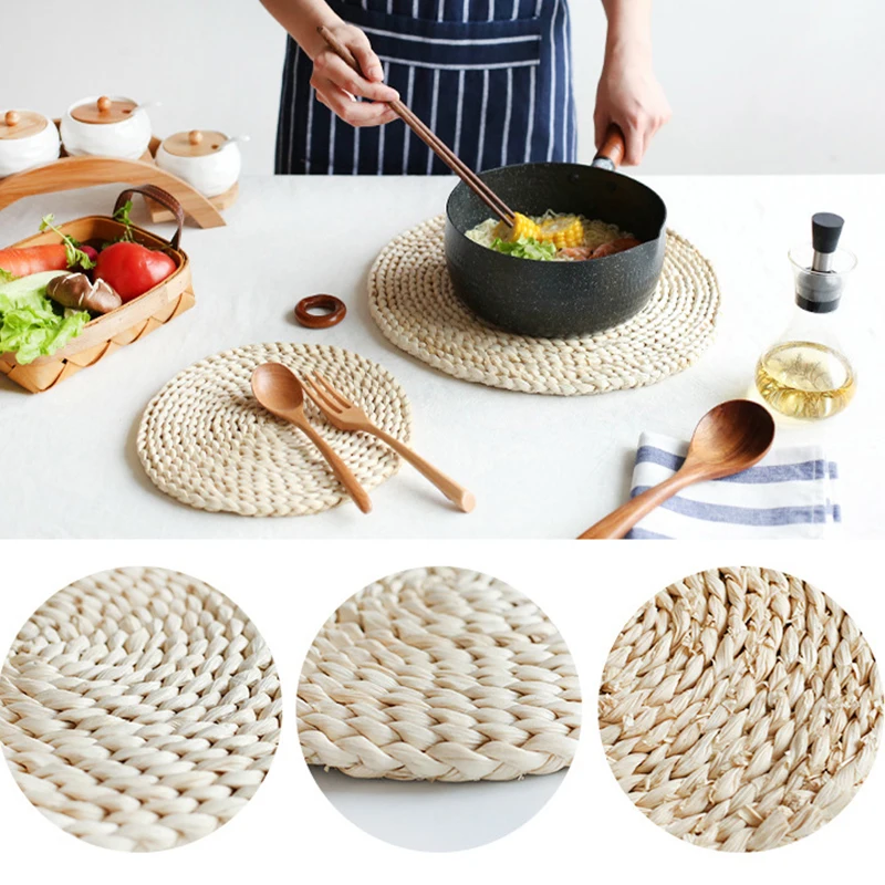 

Corn fur woven Table Placemats Dining Table Mat Heat Insulation Pot Holder Round Coasters Coffee Drink Tea Cup Mug Coaster