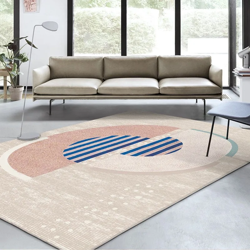 Sale Pink color post-modern  decoration coffee table carpet  Nordic style big size bedside rug, INS geometric living room rug 3