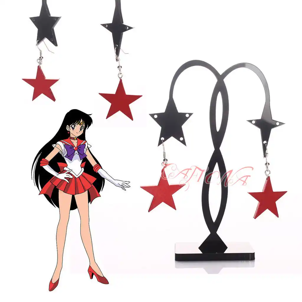 Cafiona 女の子のためのコスプレアクセサリー イヤリング 赤い星のペンダント セーラームーン Costume Props Aliexpress