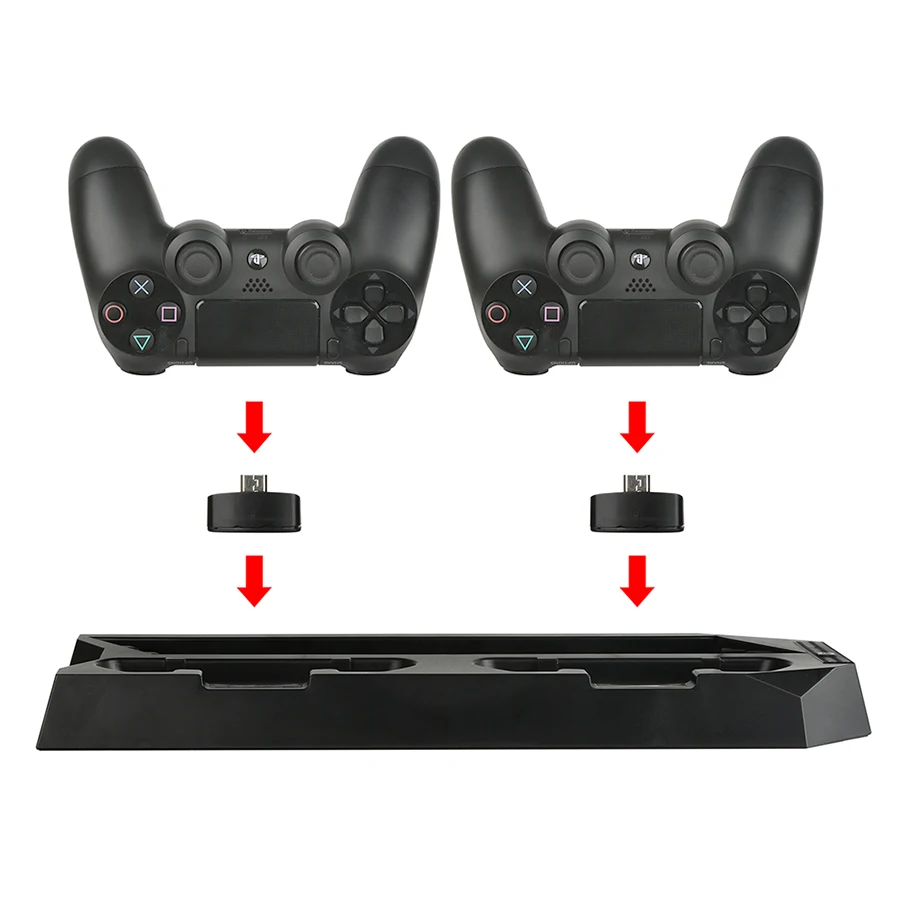 Вертикальная охлаждающая подставка для консоли PS4 Slim с зарядным устройством двух