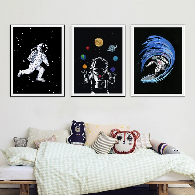 Spaceman poster print kids room decor