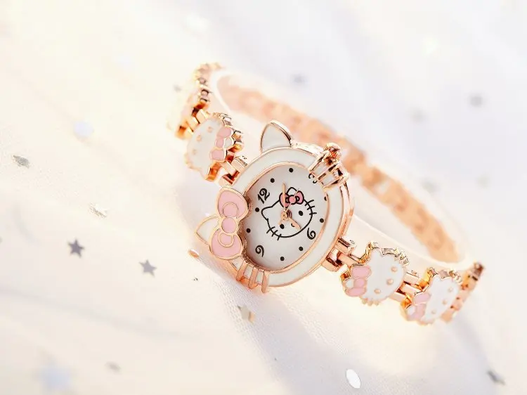 Hello kitty Новинка 2019 года relojes детские часы с рисунком из мультфиломов модные детские милые нержавеющая сталь кварцевые часы девушка