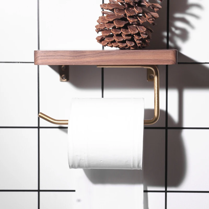 

Paper Frame Creative Nordic Toilet Solid Wood Brass Paper Towel Frame