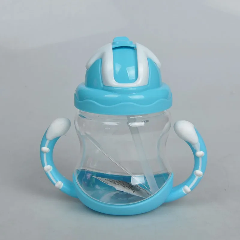 Обучение ребенка бутылочка для кормления воды Бутылка молока 320 мл мягкий рот утконоса Сиппи ребенок Кормление младенца бутылки чашки для детей - Цвет: Blue