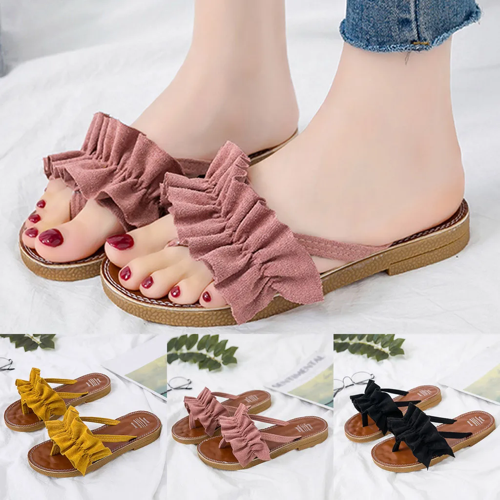 Rome women sandals flat jelly shoes bow V flip flops stud beach shoes summer rivets slippers Thong sandals nude#YJG